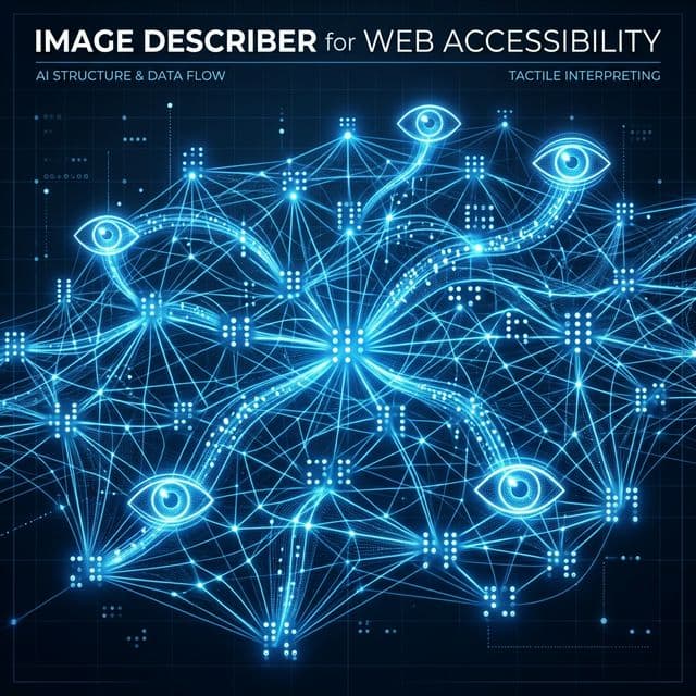 AI Image Describer for Web Accessibility network grid generating WCAG compliant alt tags