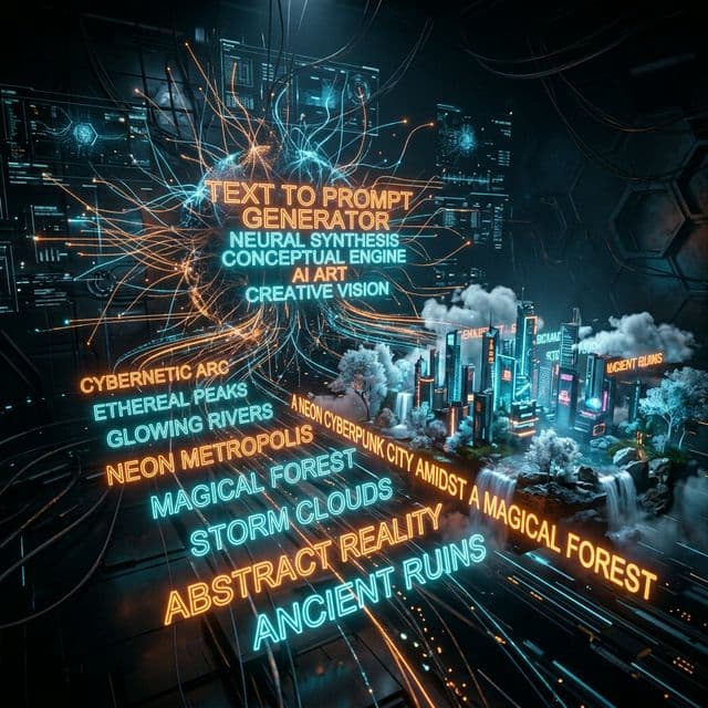 Text to Prompt Generator algorithm converting English typography into a 3D machine learning scene