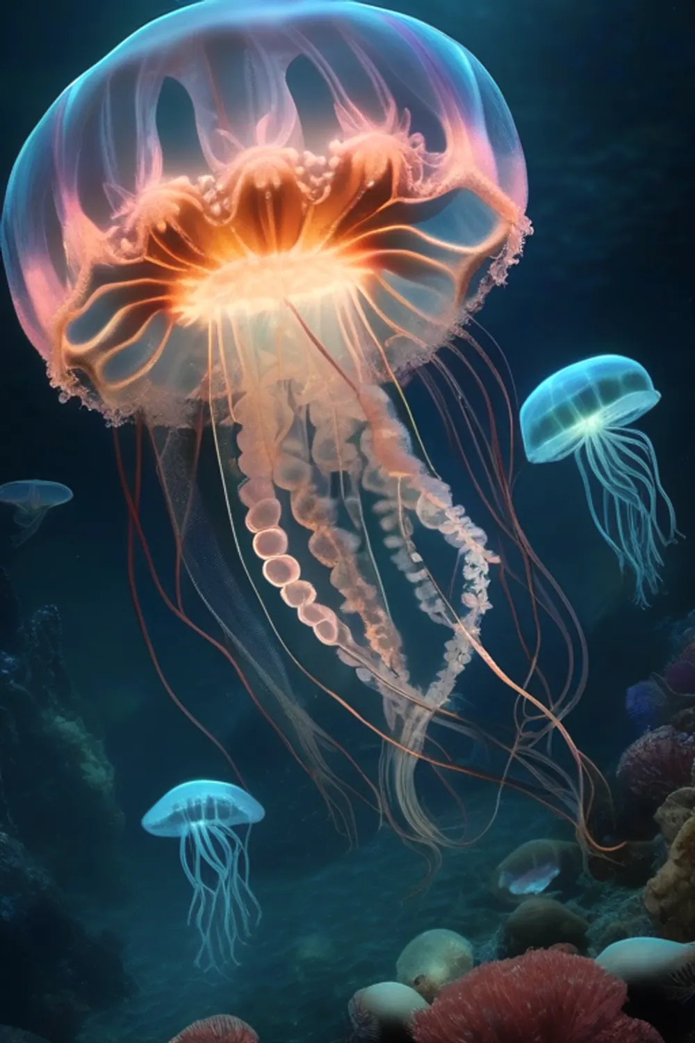 Abyssal Symphony: Bioluminescent Deep Sea Majesty