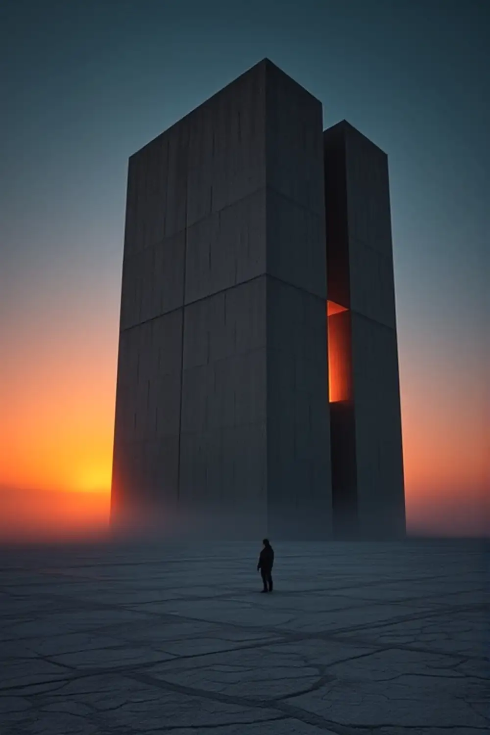 Brutalist Monolith: Dusk Ember Glow
