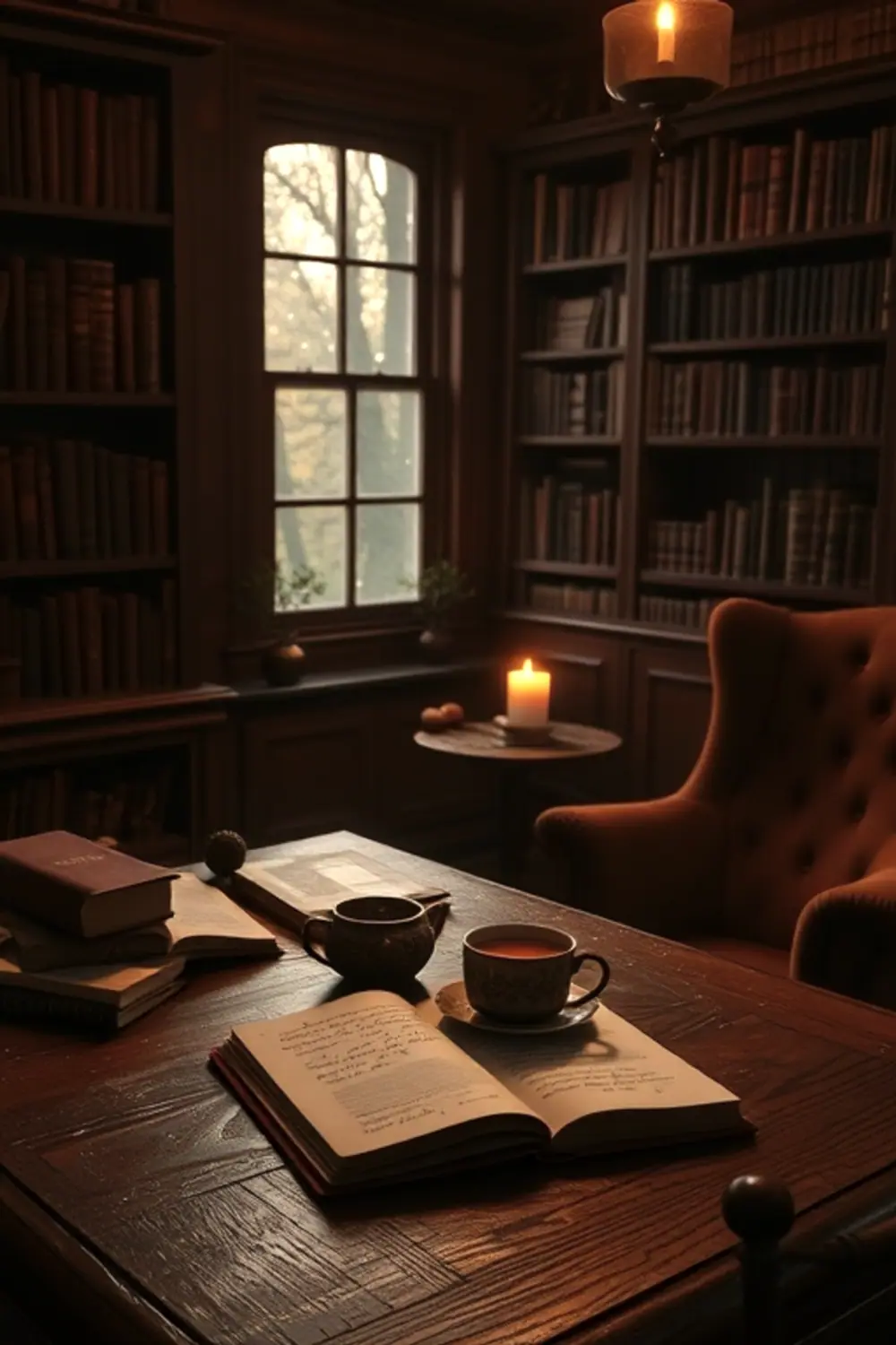 Cozy Autumn Study: Warm Candlelit Desk - AI Generated Midjourney Art & Prompt Extraction
