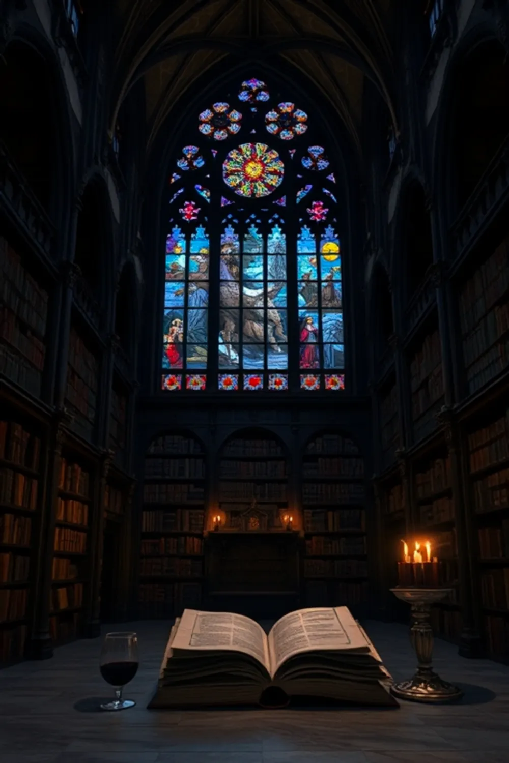 Gothic Library Dreamscape: Dark Academia Vibes - AI Generated Midjourney Art & Prompt Extraction