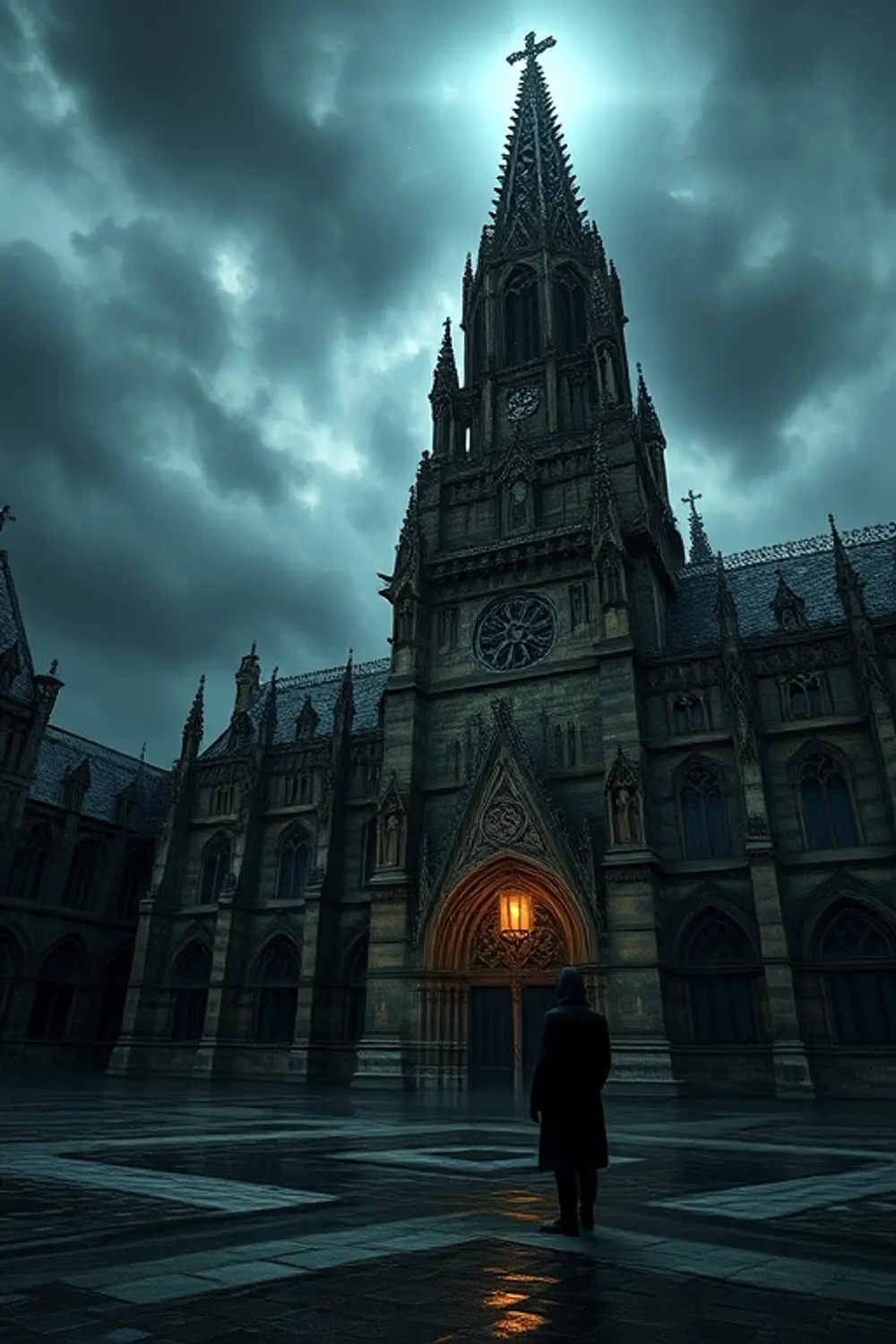 Dark Academia Gothic Architecture: Rain-Soaked Spire - AI Generated Midjourney Art & Prompt Extraction