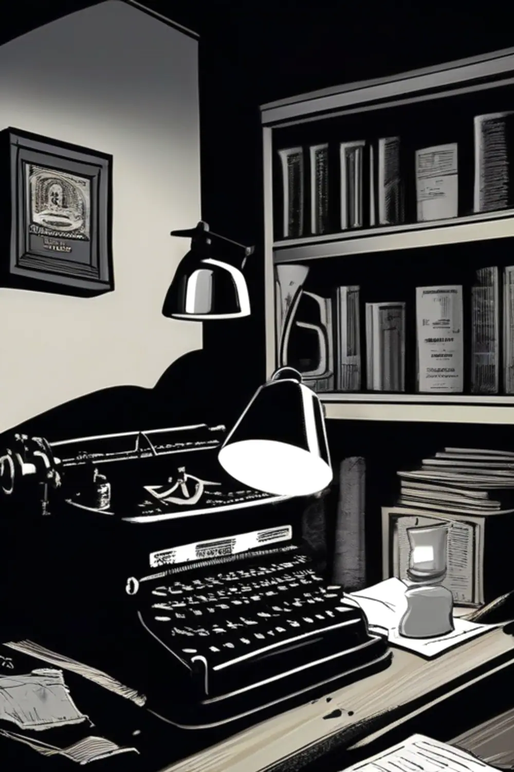 Noir Detective Desk: Shadow & Smoke - ai prompt image generator example