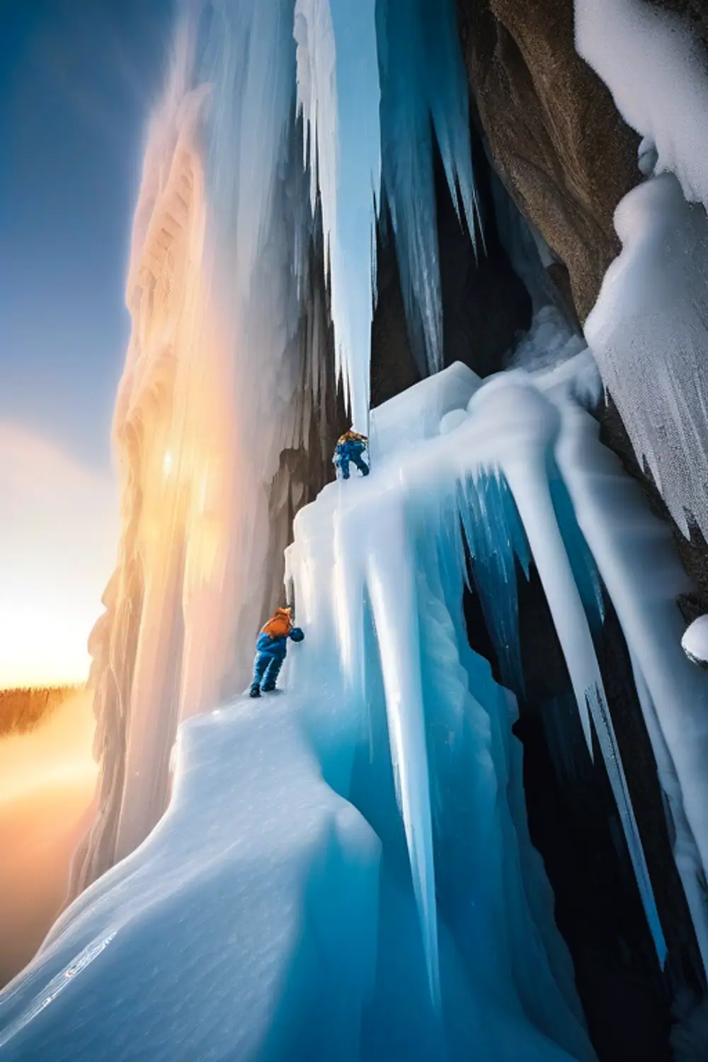 Frozen Waterfall Climbers: Icy Vertical Epic