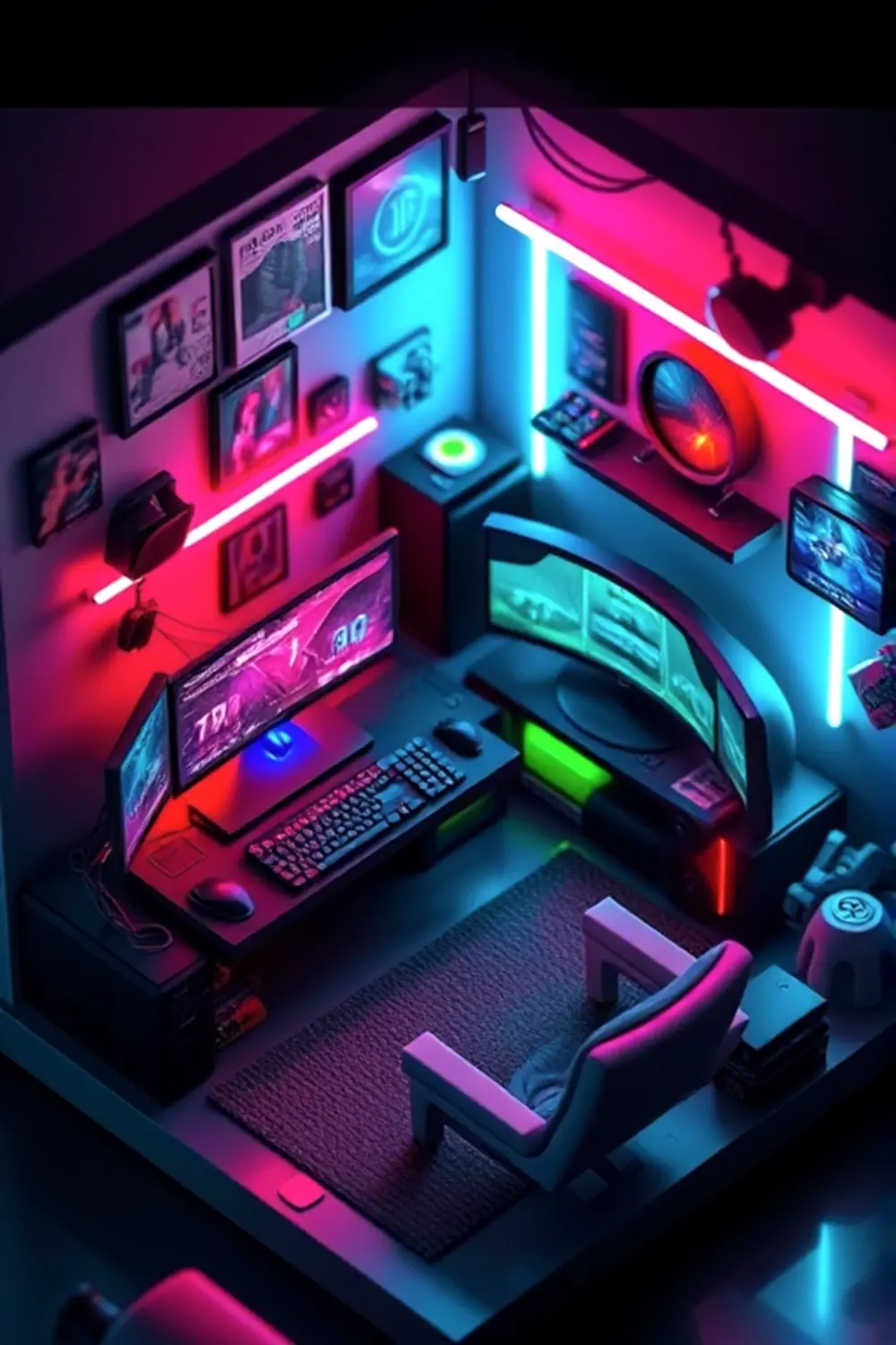 Gamer Room Diorama - ai prompt image generator output target