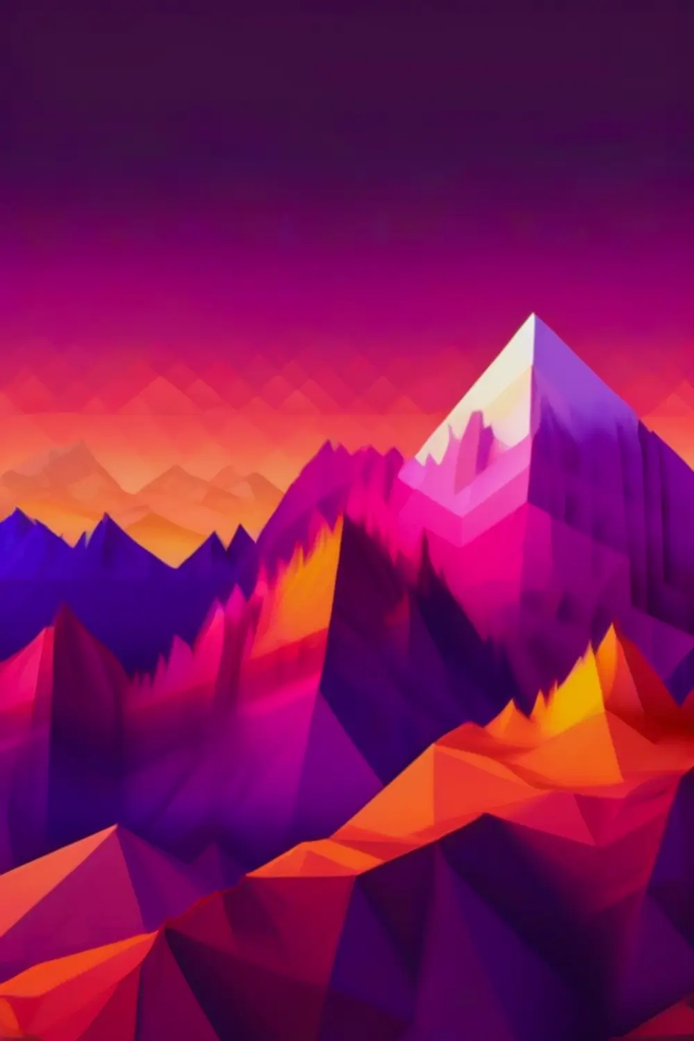 Low-Poly Geometric Mountain Sunset Dreamscape