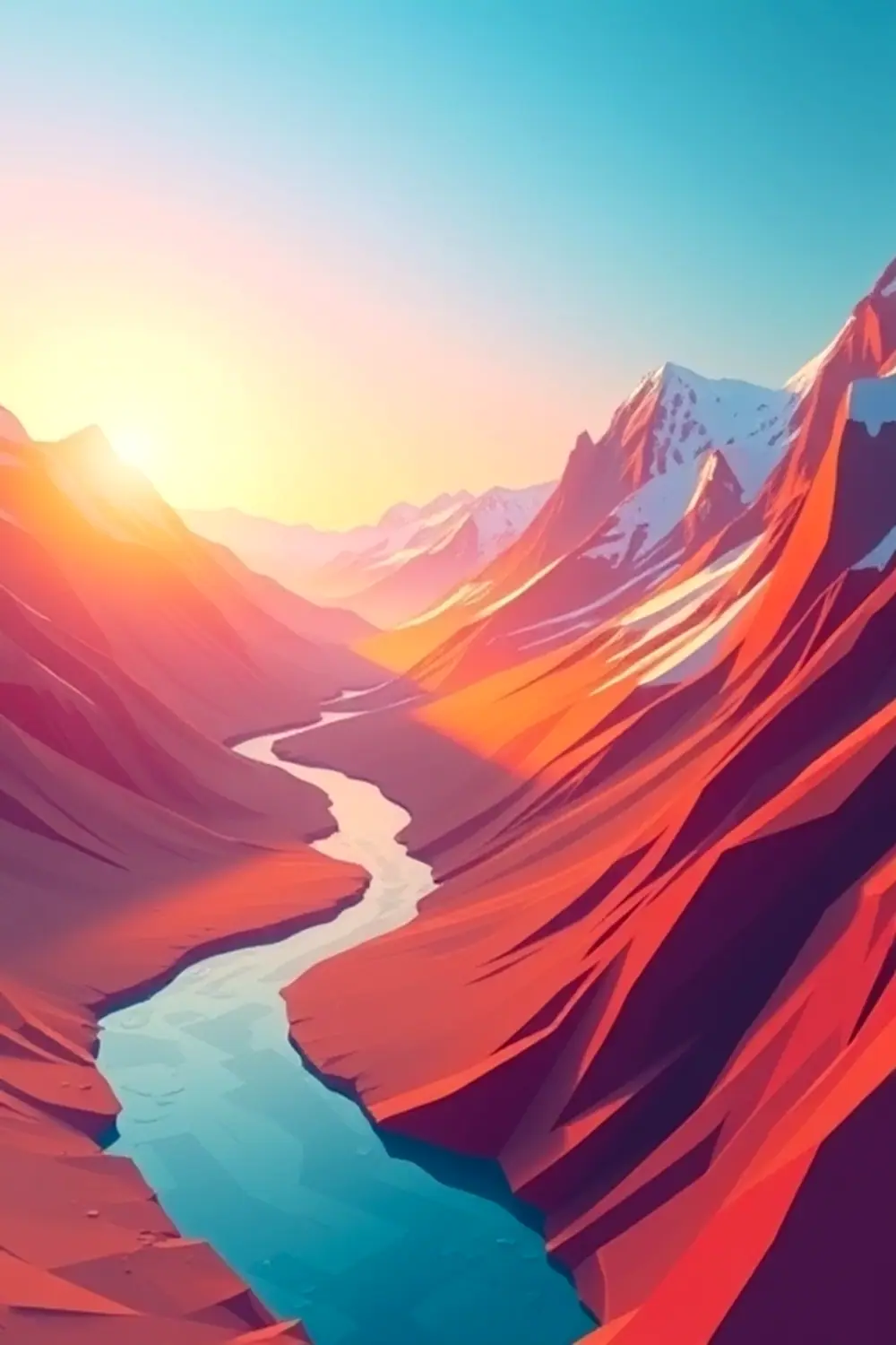 Low Poly Mountain River - ai prompt image generator output target