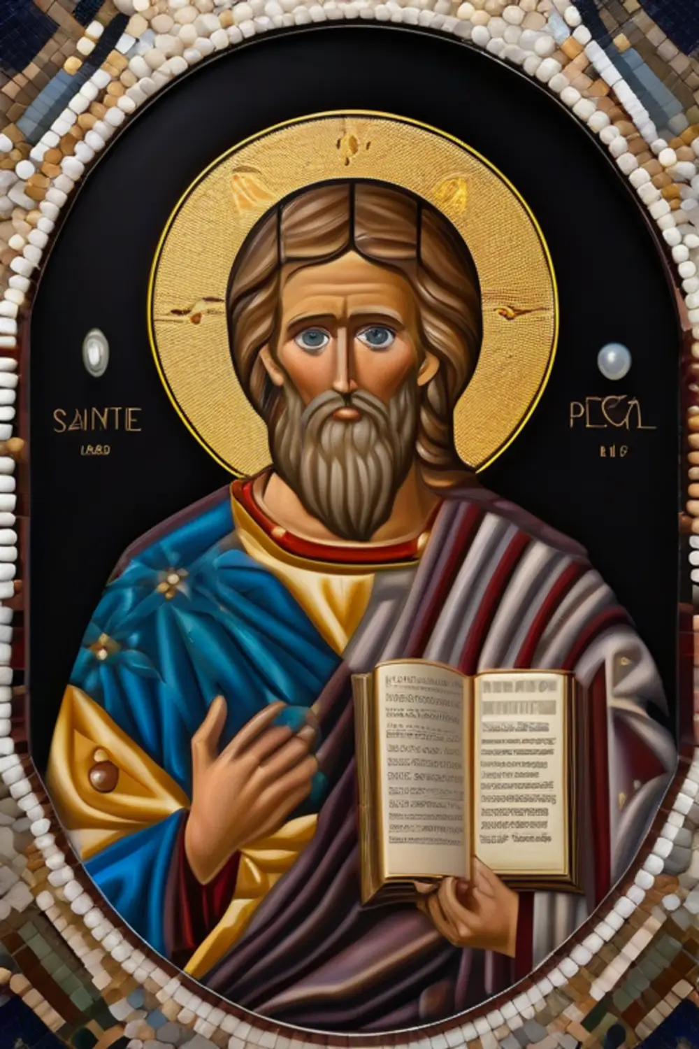 Byzantine Mosaic Portrait: Radiant Saint in Gold - ai prompt image generator example