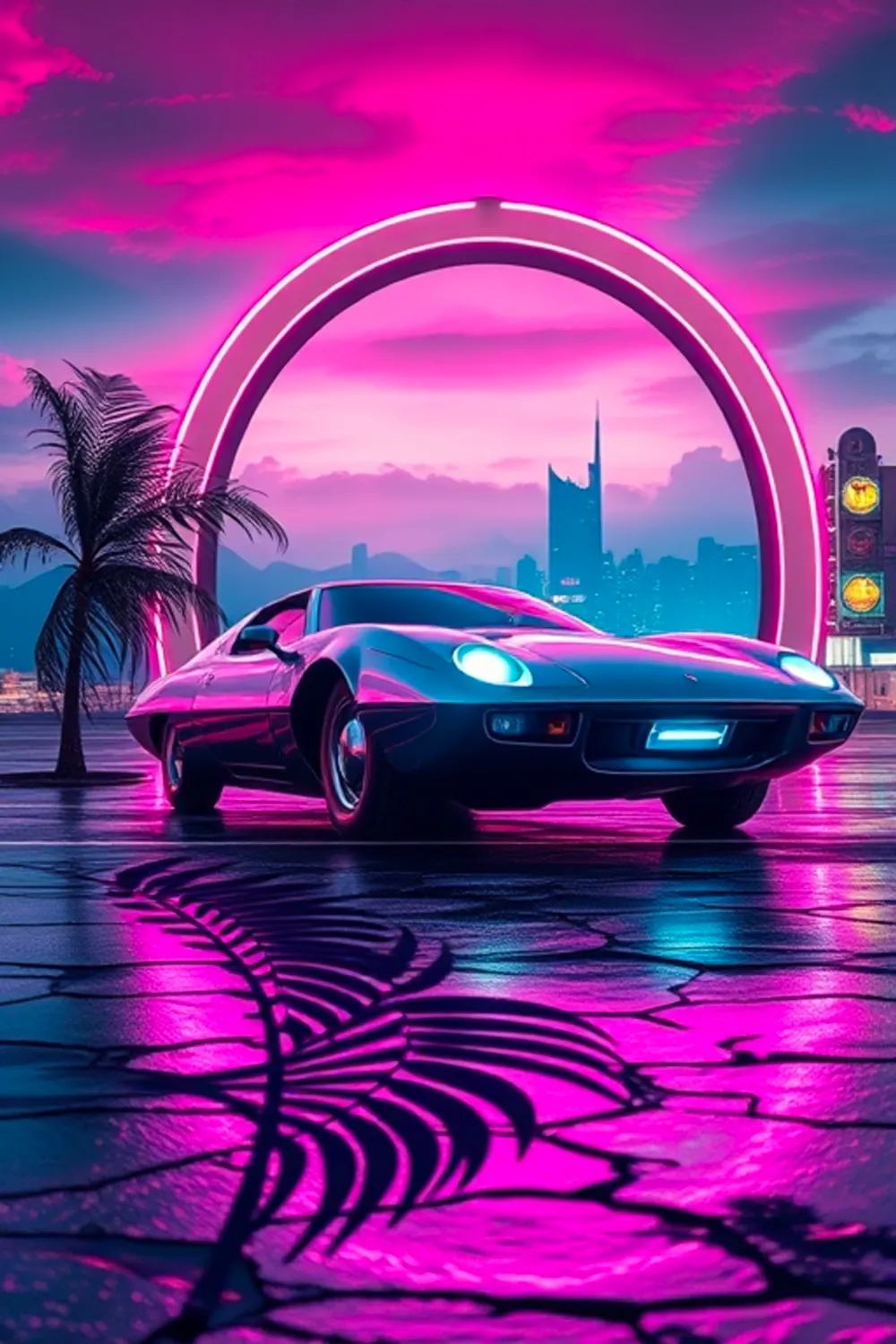 Retro Neon Sunset: Synthwave Cyclone Glow — Digital Art Prompts