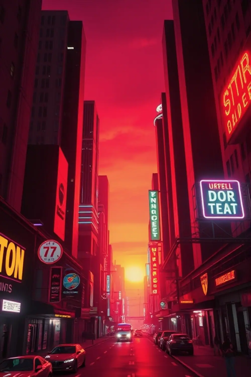 Retro Neon Sunset Bliss — Digital Art Prompts