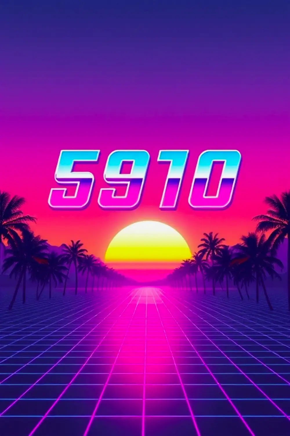 Retrowave Sunset Grid - ai prompt image generator output target