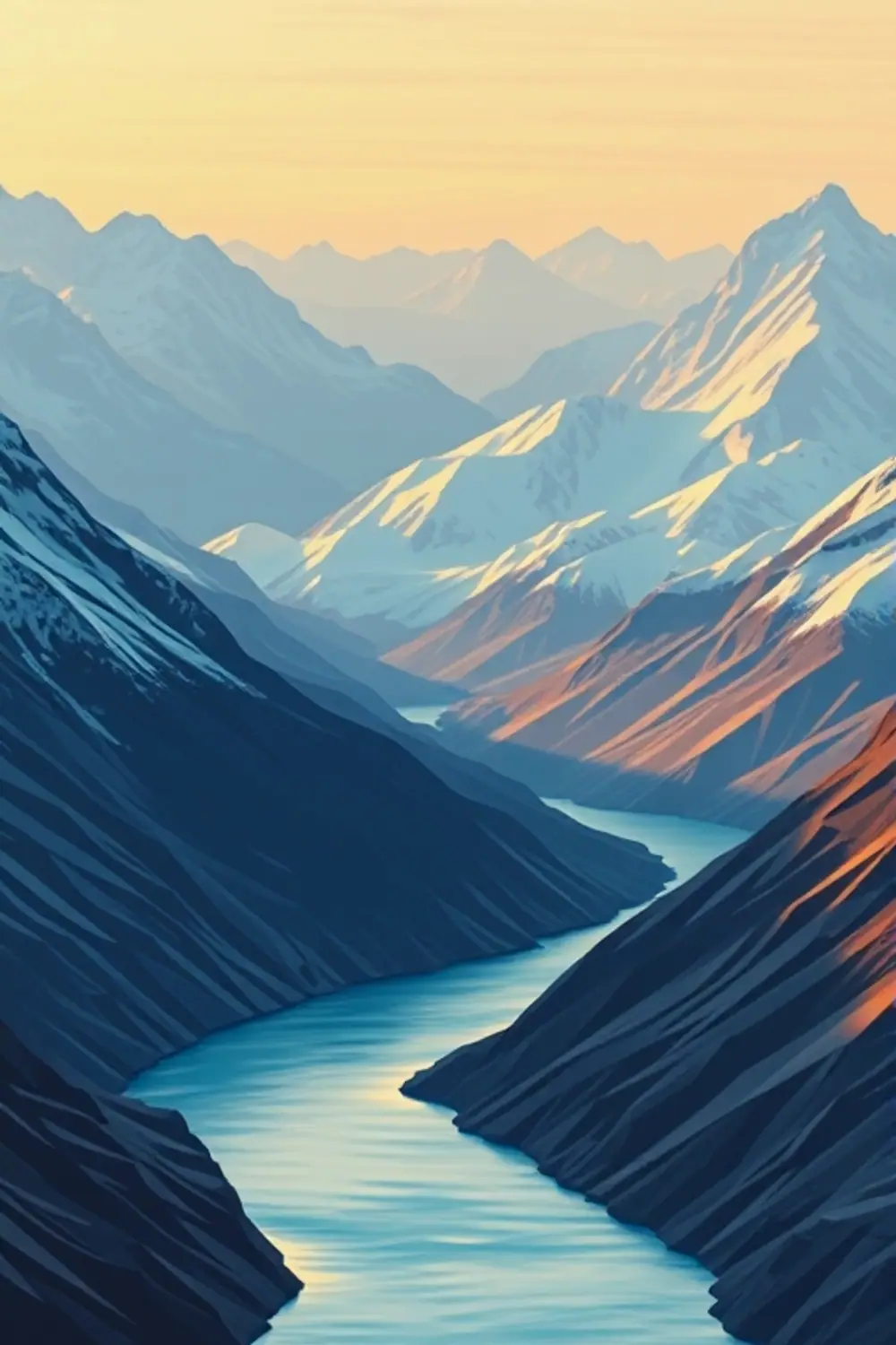 Rivière de Montagne Low Poly - ai prompt image generator output target