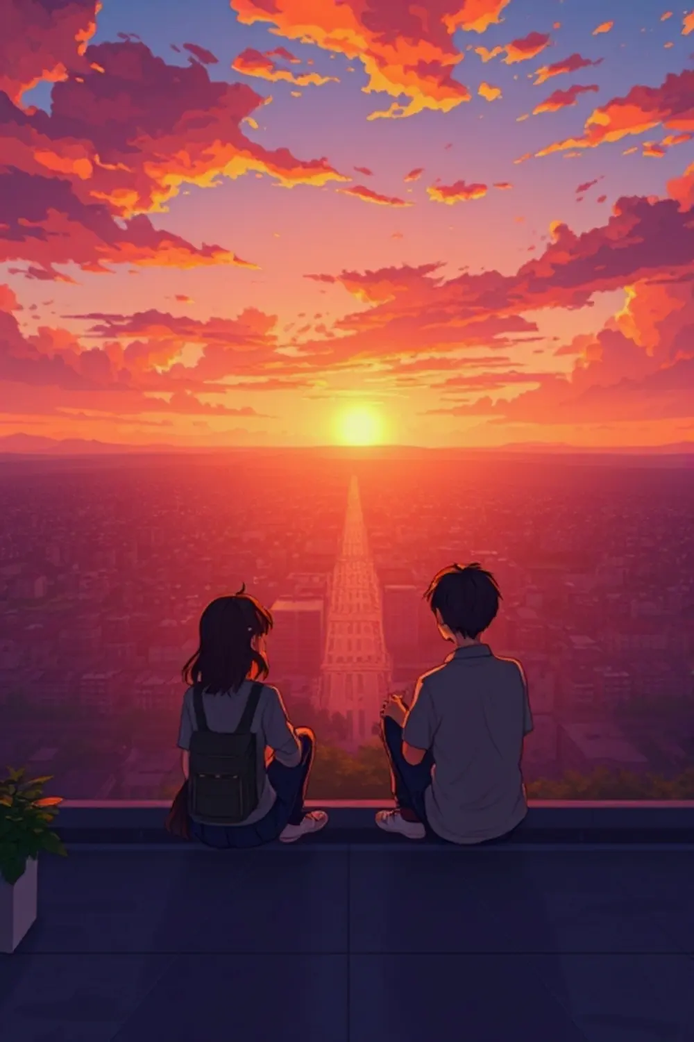School Rooftop Sunset - ai prompt image generator output target
