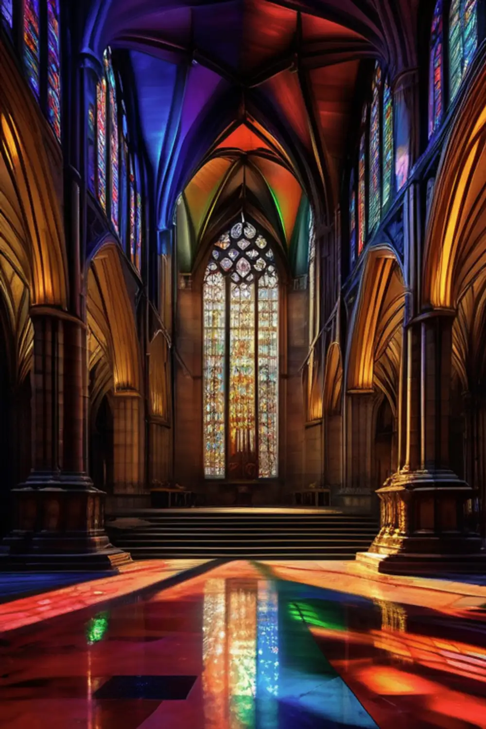 Stained Glass Cathedral: Radiant Divine Light