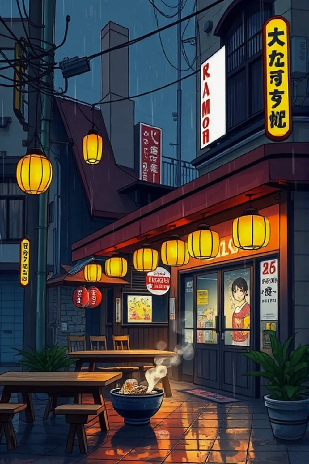 Tranche de vie nocturne à Tokyo - ai prompt image generator output target