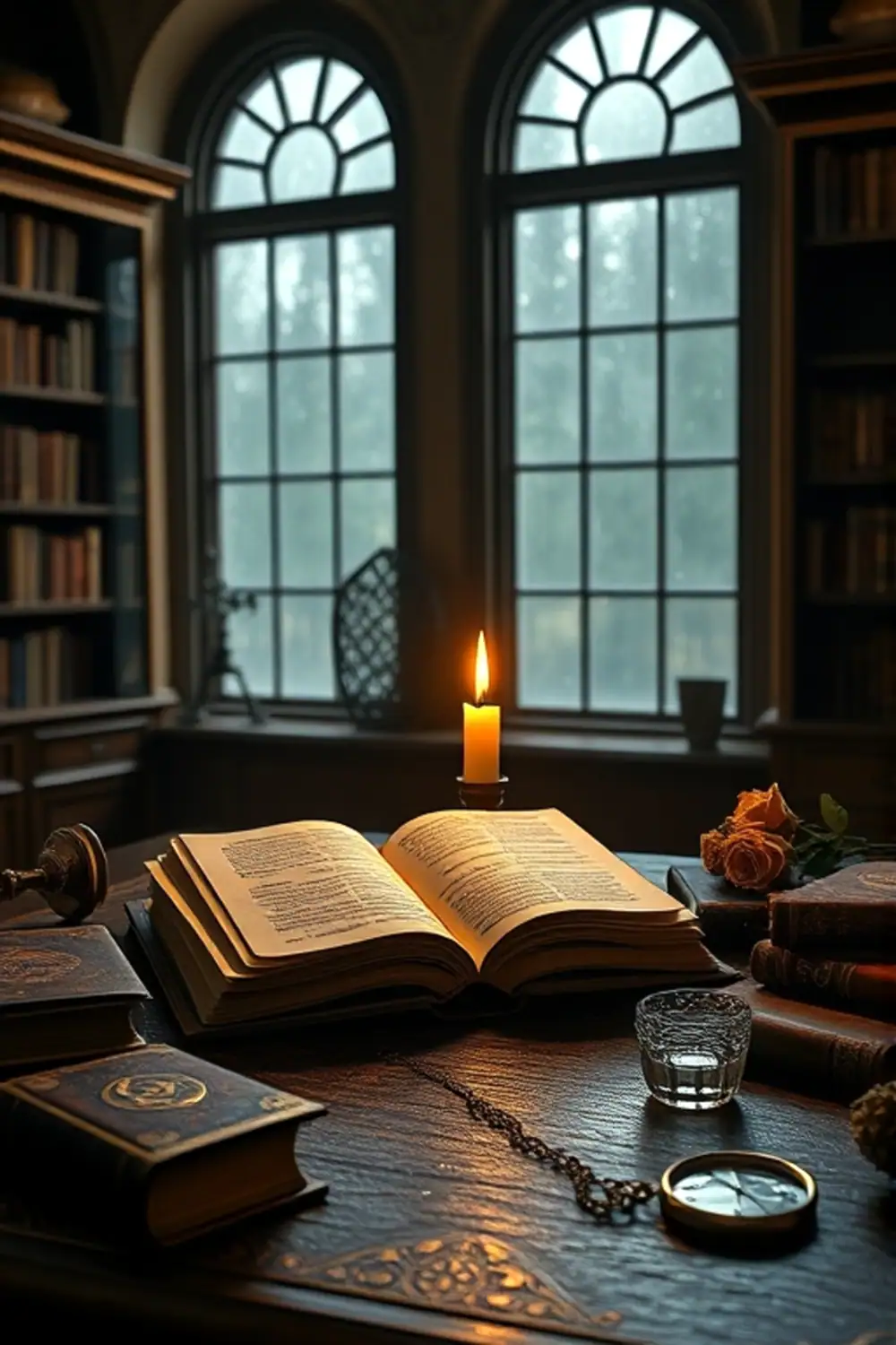 Vintage Library Mood Board: Cozy Study Escape - ai prompt image generator output target
