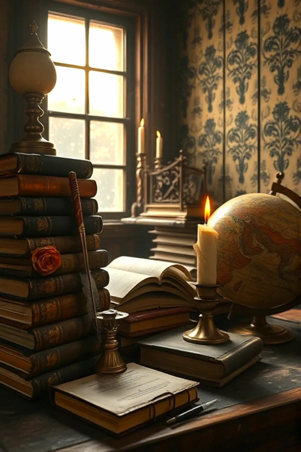 Vintage Library Mood Board: Faded Gilded Secrets — Digital Art Prompts