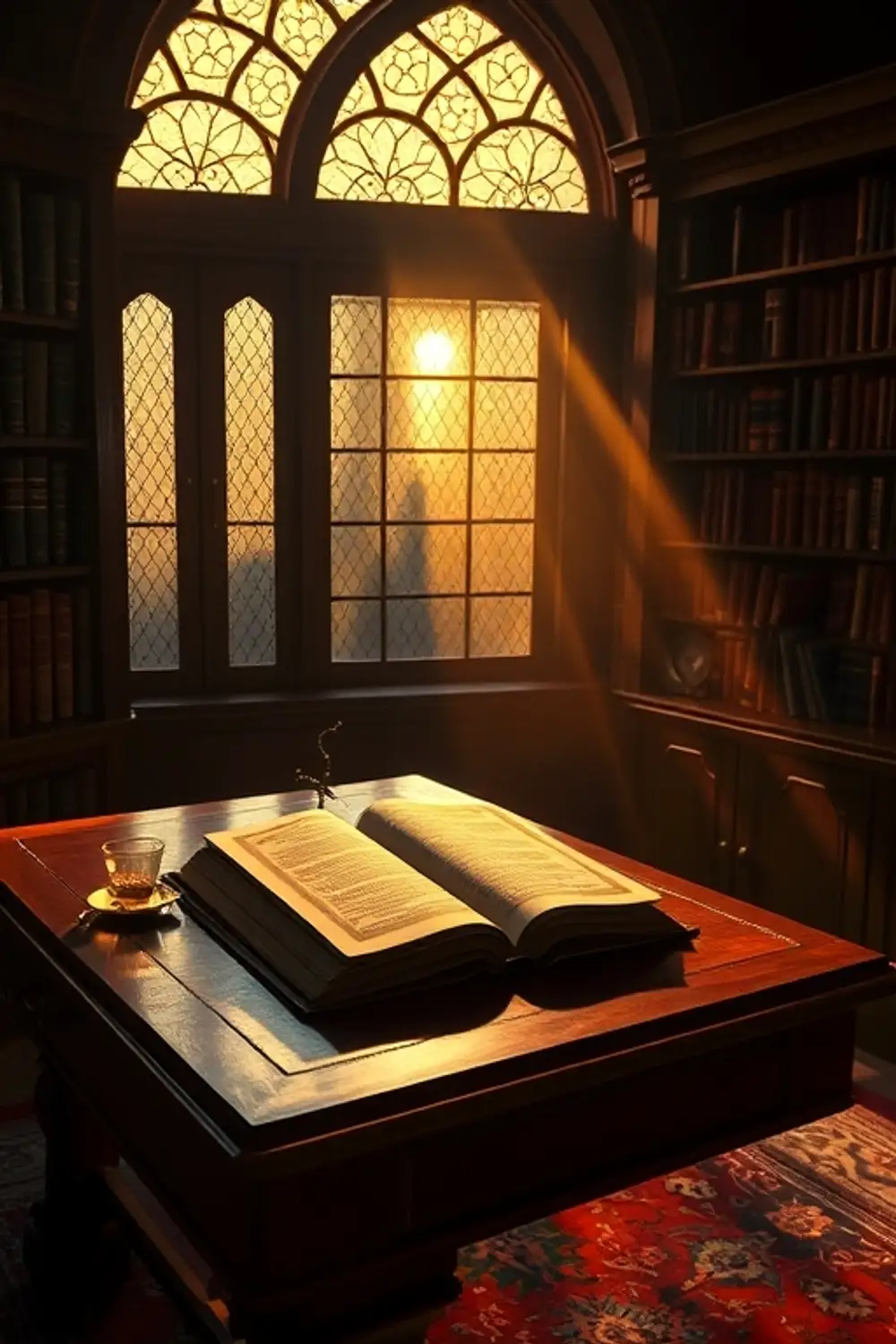 Vintage Library Mood Board: Cozy Gothic Glow - ai prompt image generator output target
