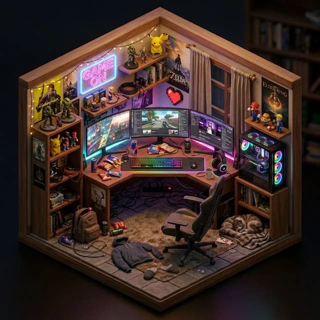 Gamer Room Diorama - ai prompt image generator example