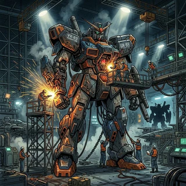 Mecha Repair Hangar - ai prompt image generator example