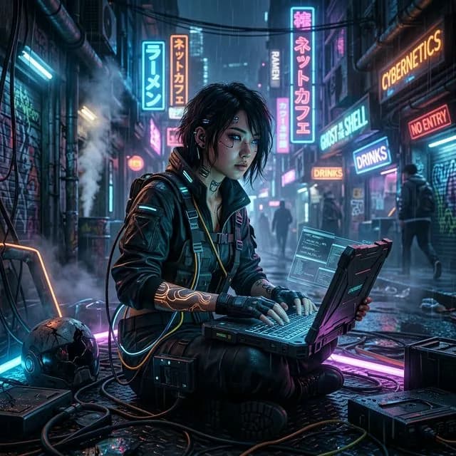 Cinematic Cyberpunk Portrait - ai prompt image generator example