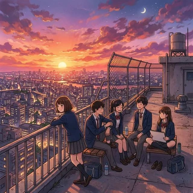 School Rooftop Sunset