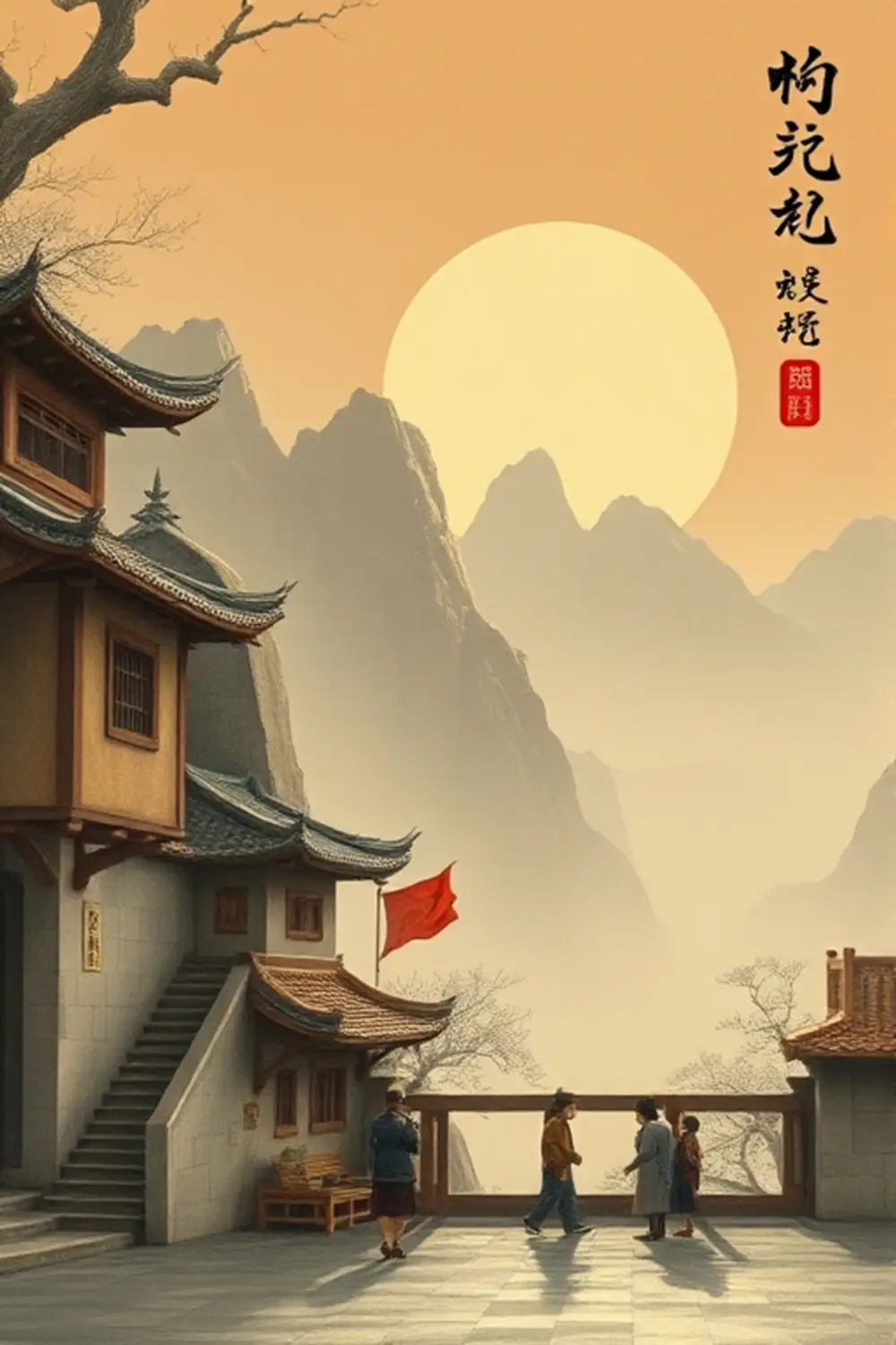 复古波日落网格 - ai prompt image generator output target
