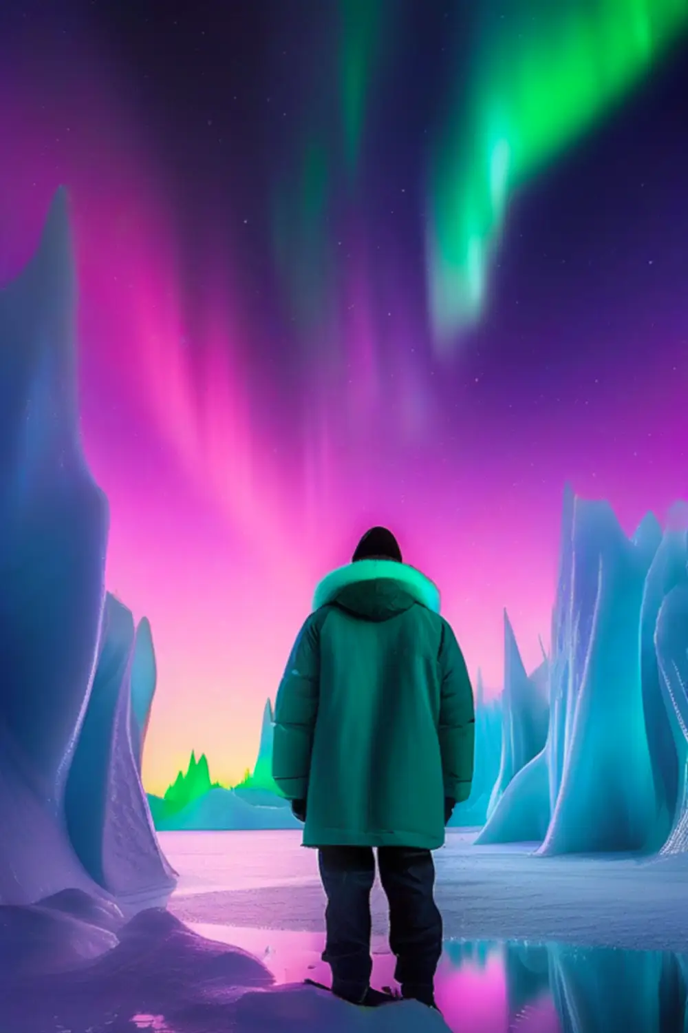 Arctic Aurora Over Glacial Landscape: Viral AI Art - ai prompt image generator example