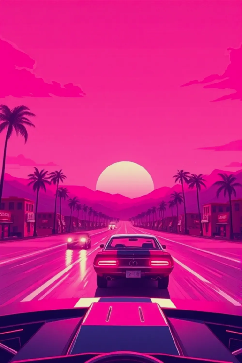 Atardecer Synthwave Retro - ai prompt image generator output target