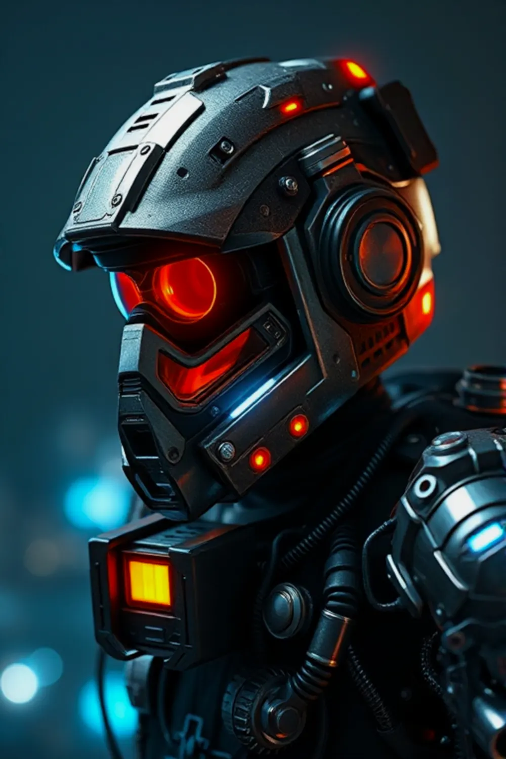 Capacete Mecânico de Superfície Rígida - ai prompt image generator output target