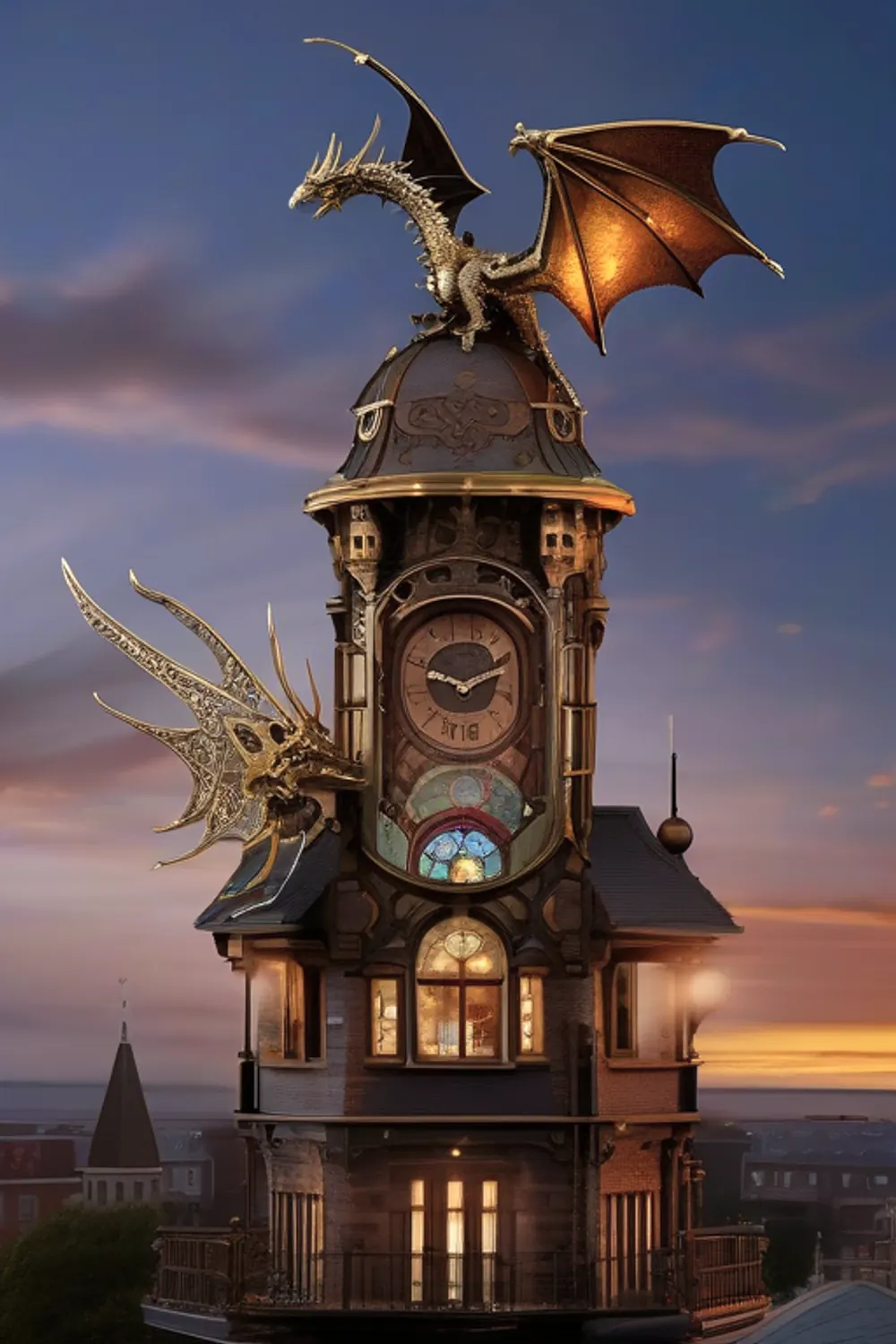 Clockwork Dragon Automaton: Brass & Gears - ai prompt image generator example