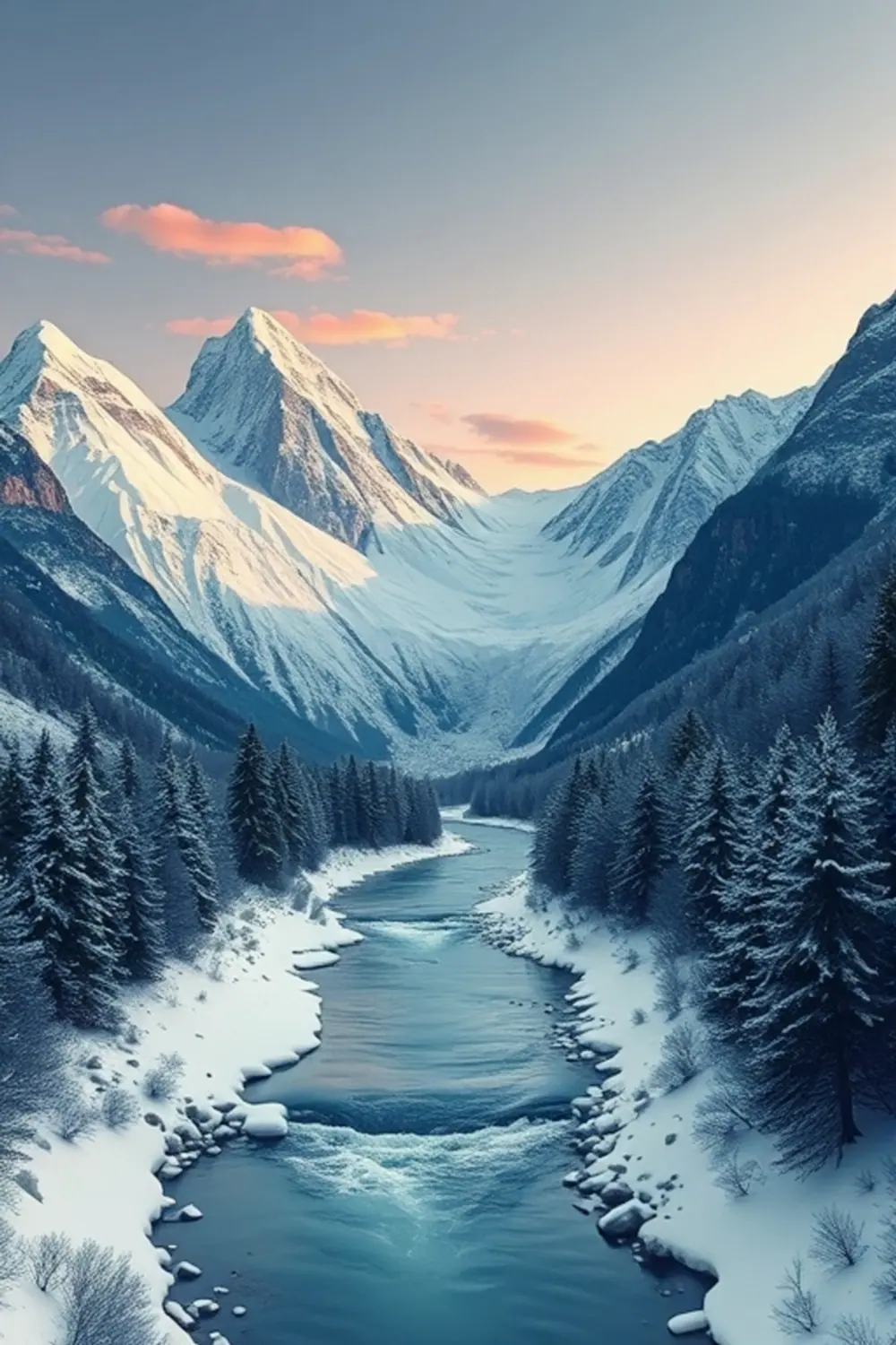 Fiume di Montagna Low Poly - ai prompt image generator output target