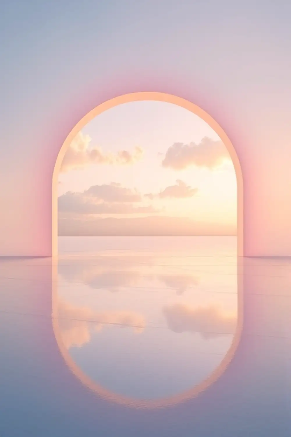 Minimalist Pastel Dreamscapes: Ethereal Cloud Arch - AI Generated Midjourney Art & Prompt Extraction