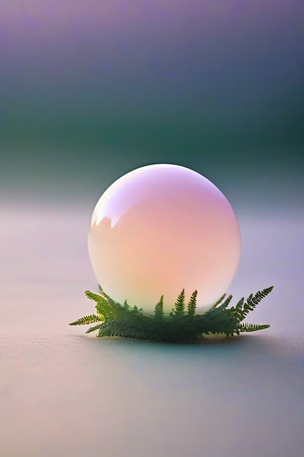 Minimalist Pastel Dreamscape: Floating Milk Glass Orb