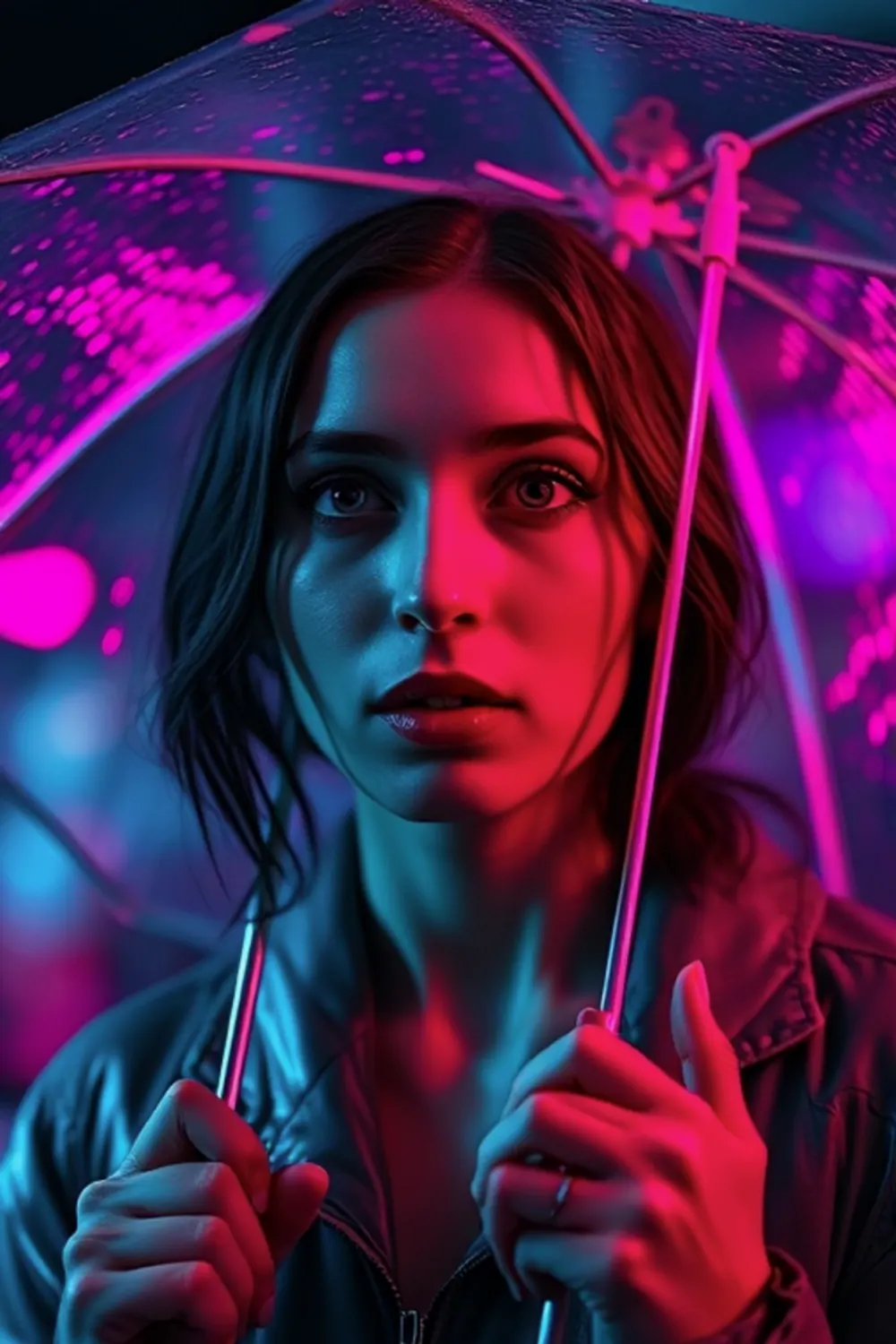 Neonregen-Porträt - ai prompt image generator output target