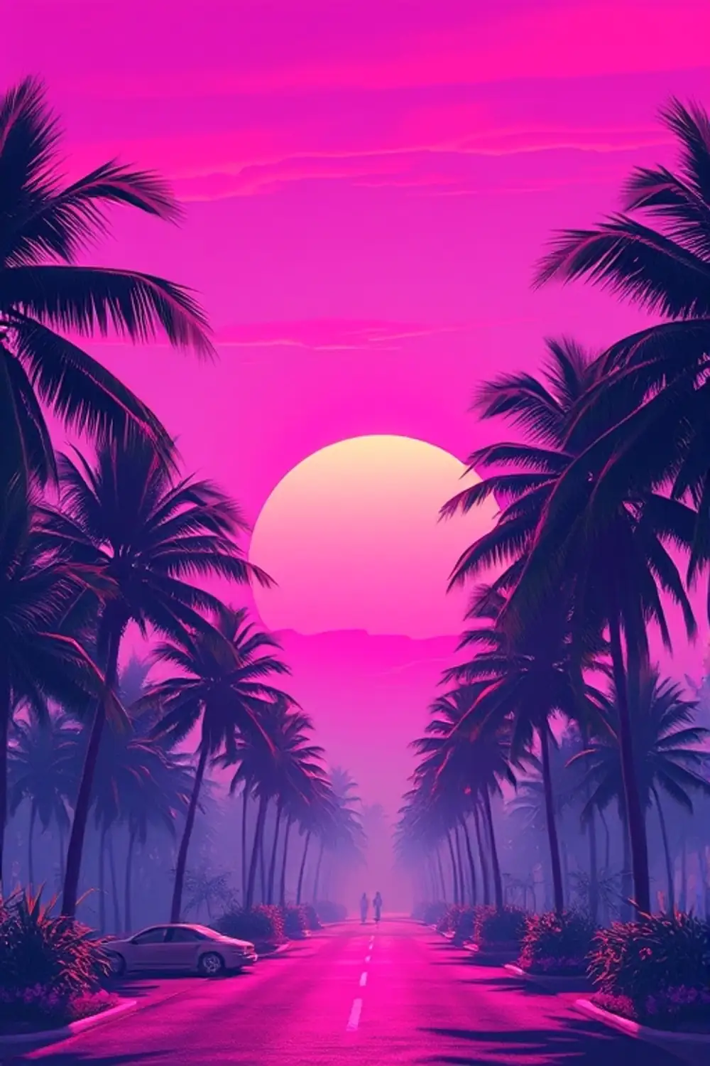 Pôr do Sol Retrowave Grid - ai prompt image generator output target