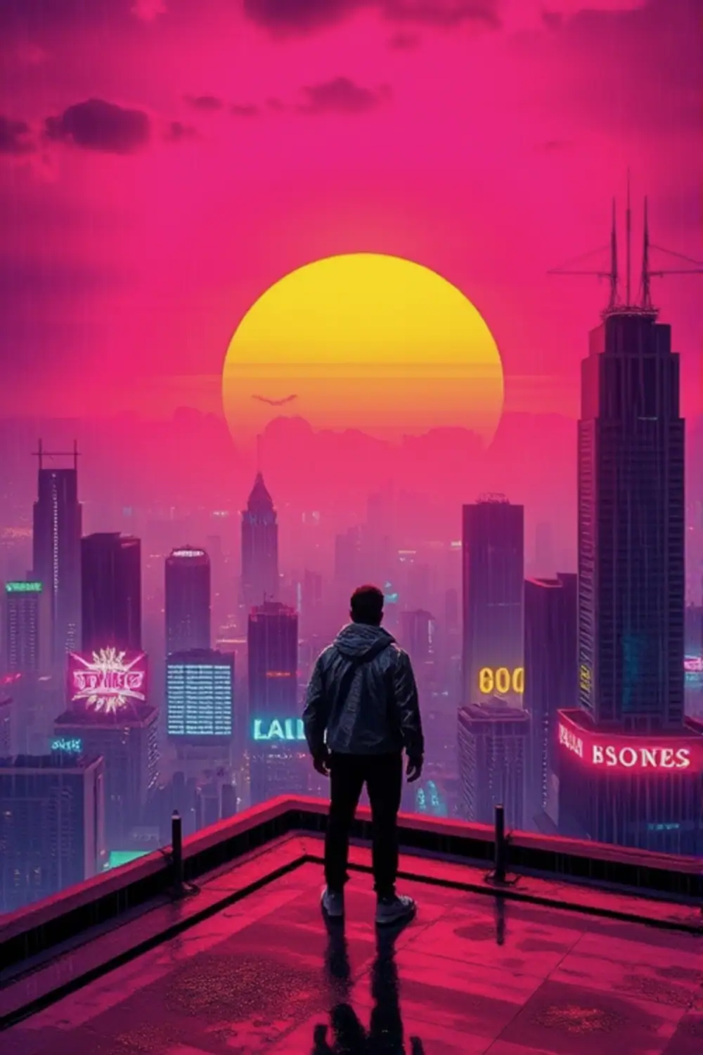 Retro Neon Sunset: Synthwave Dreamscape - AI Generated Midjourney Art & Prompt Extraction