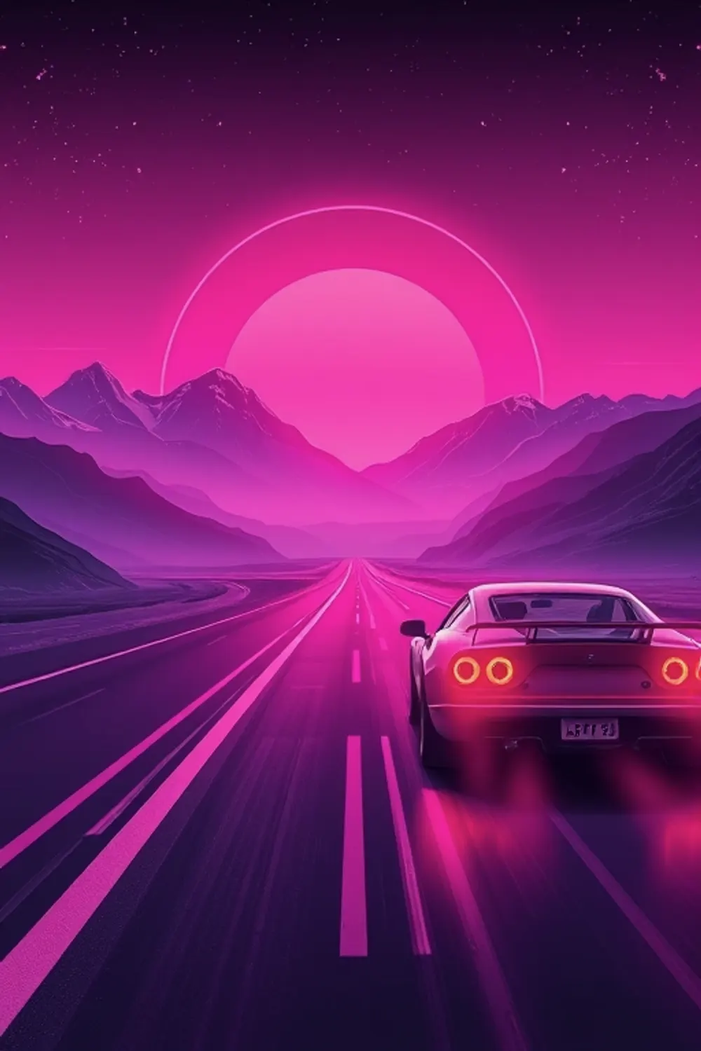 Tramonto Synthwave Retro - ai prompt image generator output target