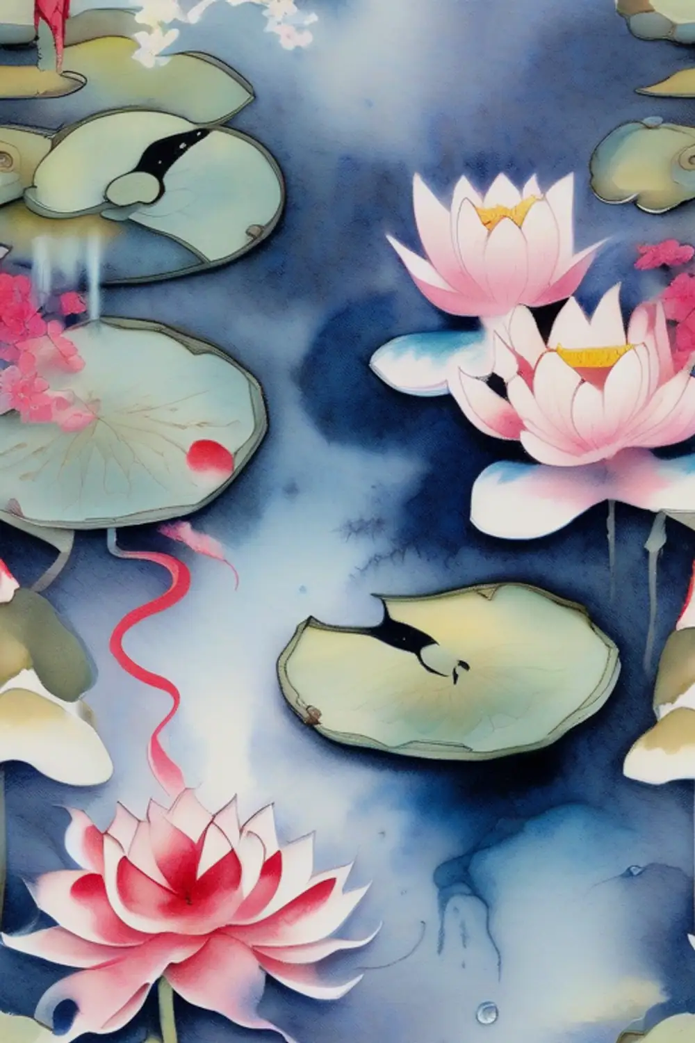 Watercolor Koi Pond: Ethereal Dream in Ink