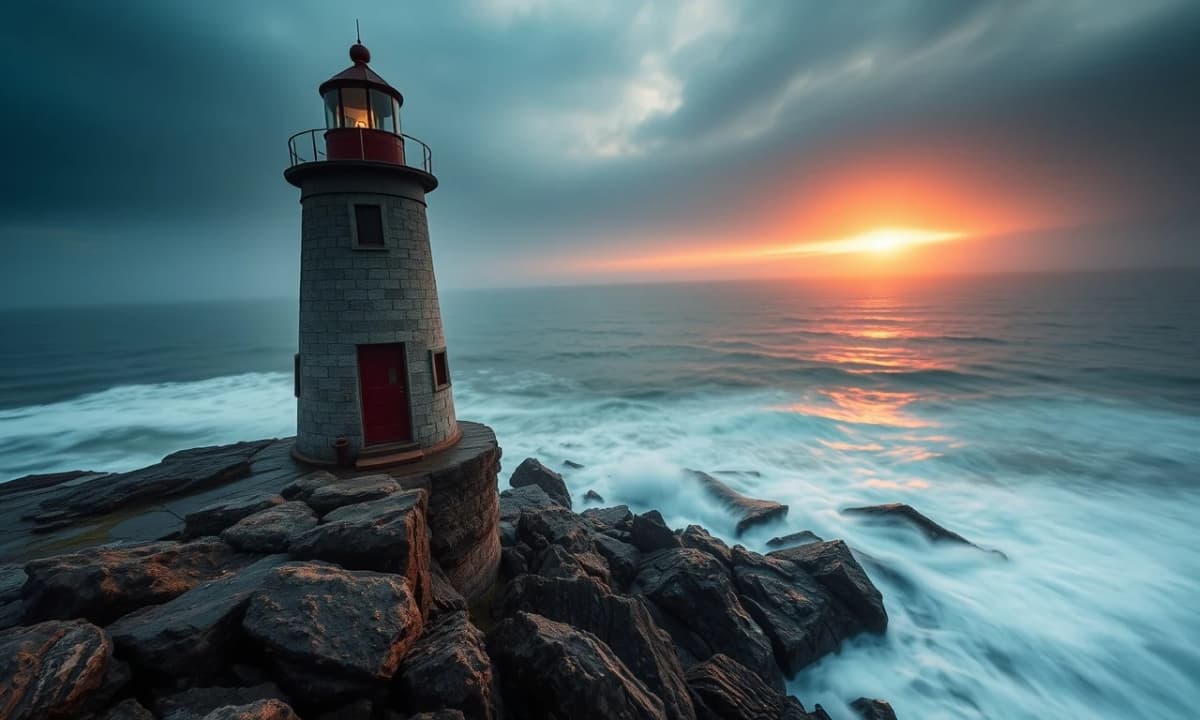 How to write AI image prompts — cinematic lighthouse at golden hour rendered from a fully layered example prompt